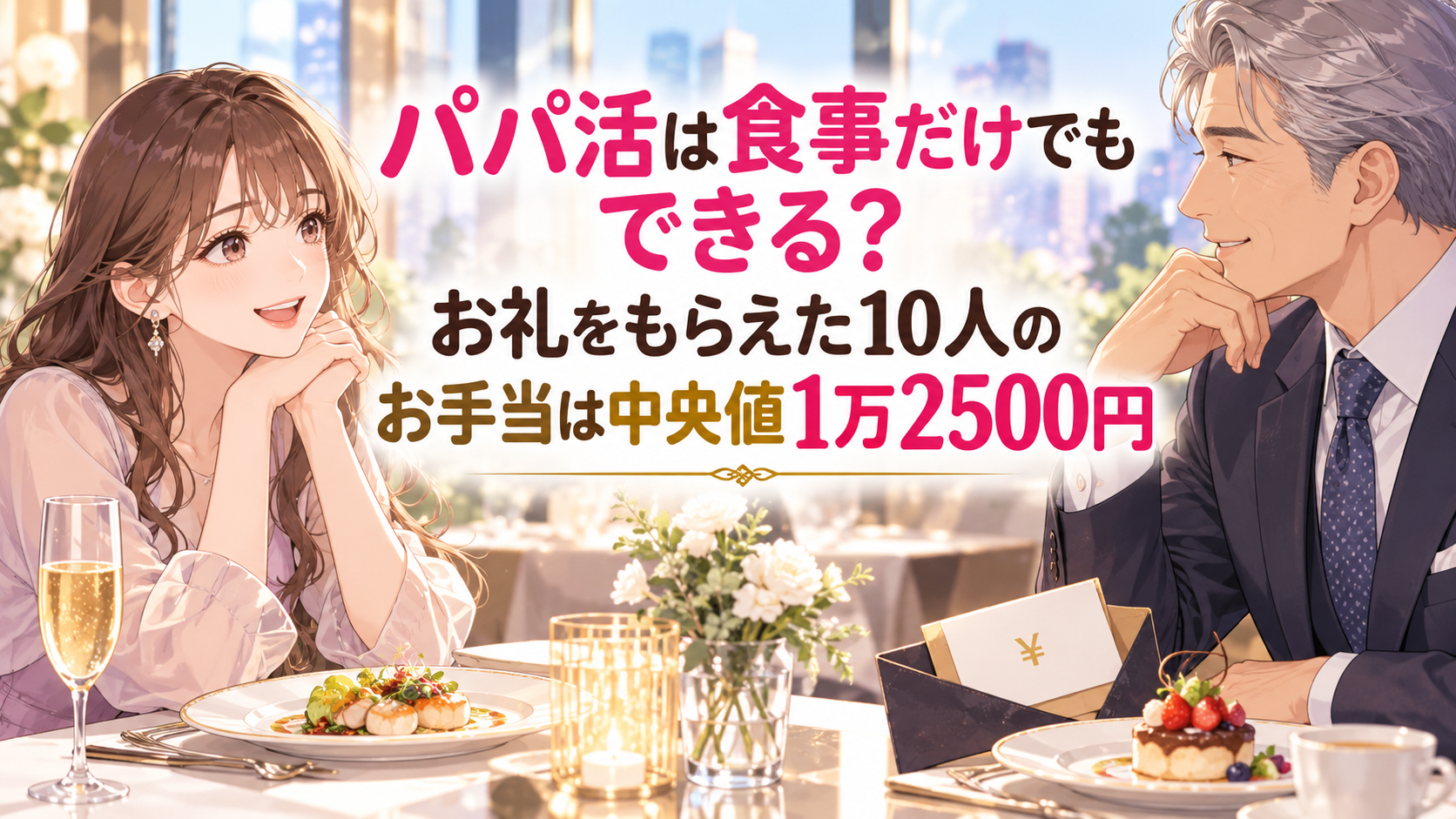 パパ活は食事だけでもできる？お礼をもらえた10人のお手当は中央値1万2500円