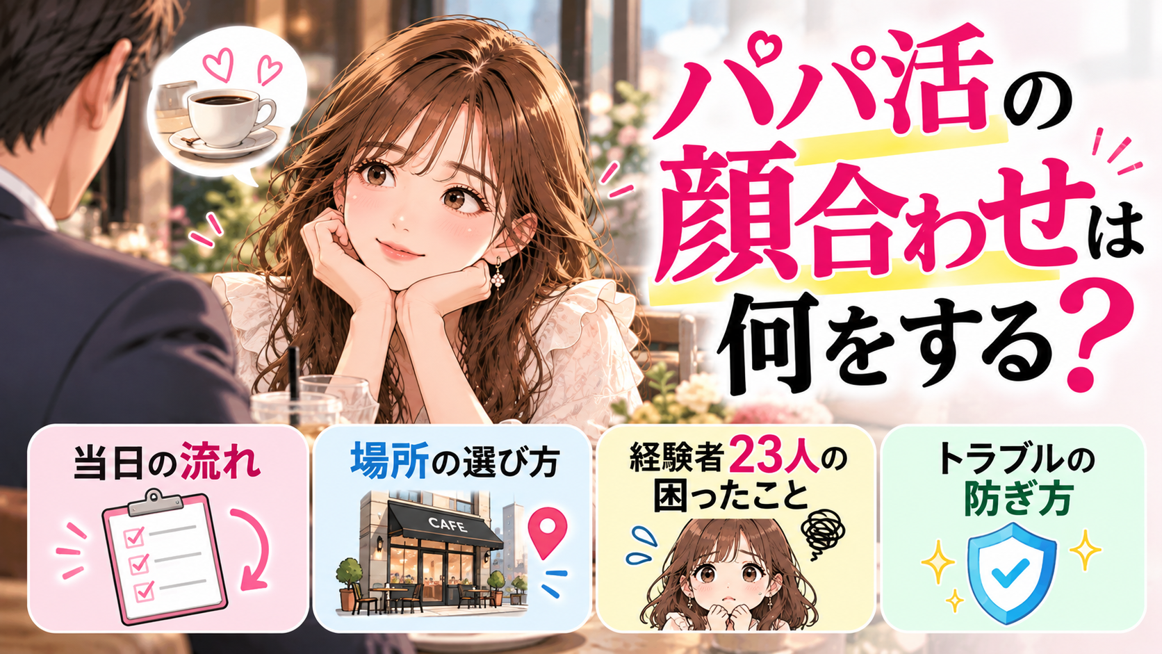 パパ活の顔合わせは何をする？当日の流れと場所、経験者23人が困ったことと防ぎ方